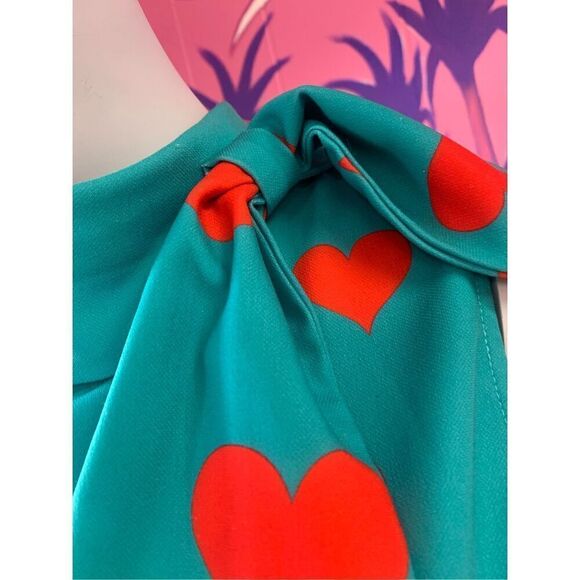 Gmess Womens Red Heart Print Bow Tie Sleeveless Mini Dress Size Medium - Picture 7 of 13